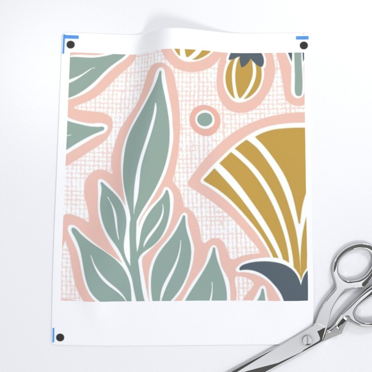 Blush Pink Art Nouveau Floral Scale Flowers Gold Mustard Spring Vintage Custom Pre-pasted Wallpaper by Spoonflower Pre-Pasted Wallpaper 2FT Wide
